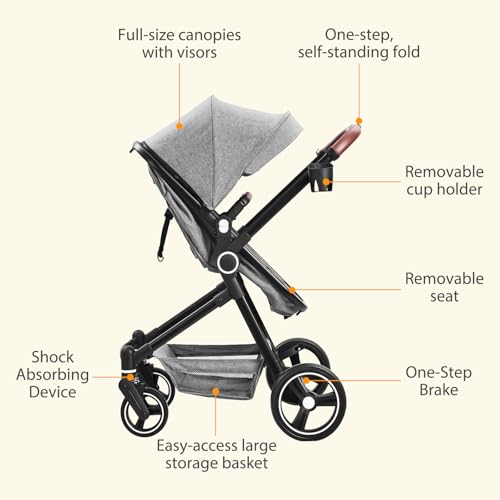 GarveeLife Convertible Baby Stroller (Light Gray)