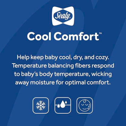 Sealy Cool Comfort Waterproof Fitted Toddler Bed and Baby Crib Mattress Pad Cover (White)