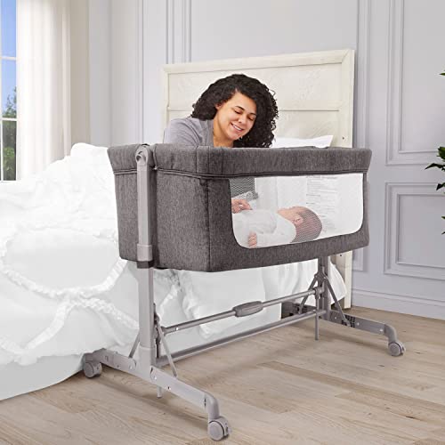 New Dream On Me Zimal Bassinet & Bedside Sleeper, Dark Grey, Lightweight & Portable, Breathable Mesh