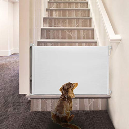 New EasyBaby Retractable Baby Gate | 33" Tall, Extends up to 55'' Wide (White)