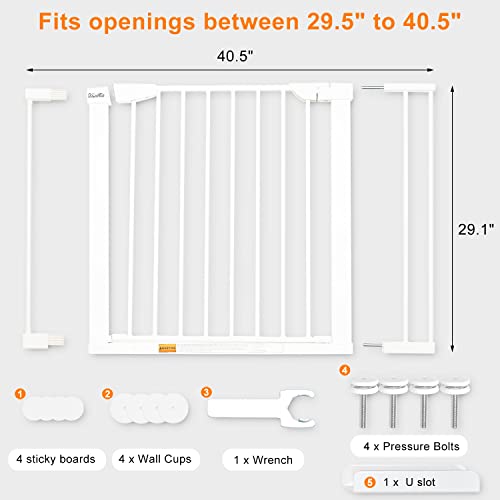 KBYTDREAM 29.5 to 40.5" Extra Wide Walk Through Pet Gate (White)