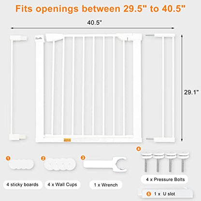 KBYTDREAM 29.5 to 40.5" Extra Wide Walk Through Pet Gate (White)