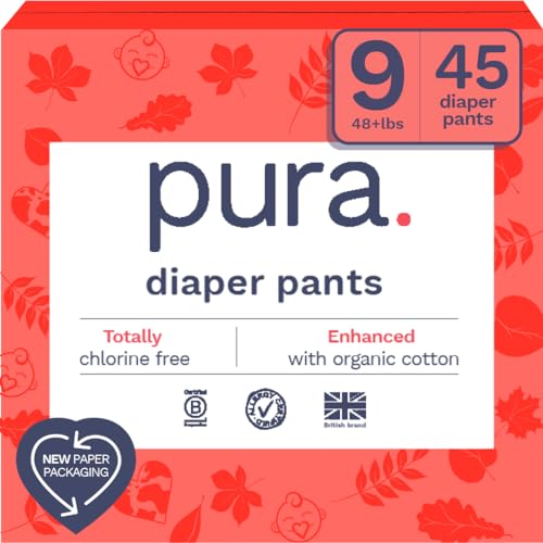 New Pura Size 9 Diaper Pants | 3 x 15 Diapers - 45 Total (48+lbs)