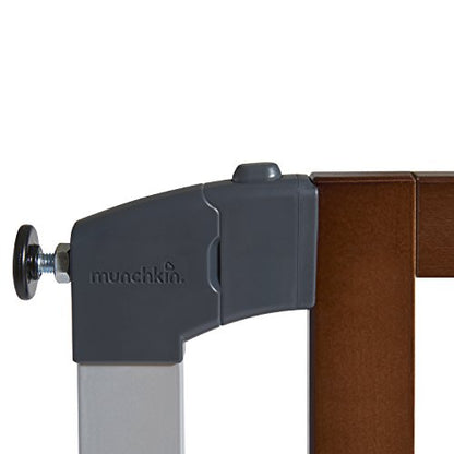 New Munchkin® Auto Close Modern™ Pressure Mounted Baby Gate (Dark Wood and Silver Metal)