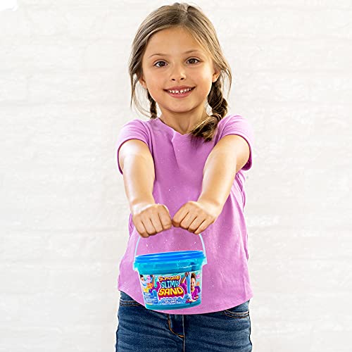 New SLIMYSAND 4.5 lbs of Stretchable, Expandable, Moldable Non-Stick Slimy Play Sand in 3 Reusable Buckets (Purple/Blue/White)