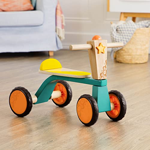 B. Toys- Smooth Rider- Ride On- Wooden Toddler Bike – Balance Toys for Toddlers – Push & Ride Bike – Four Wheels – 18 Months +, Large, Multicolor