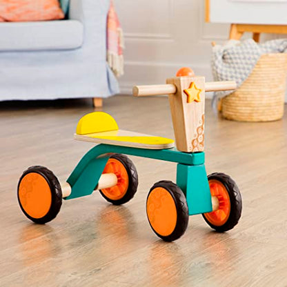 B. Toys- Smooth Rider- Ride On- Wooden Toddler Bike – Balance Toys for Toddlers – Push & Ride Bike – Four Wheels – 18 Months +, Large, Multicolor