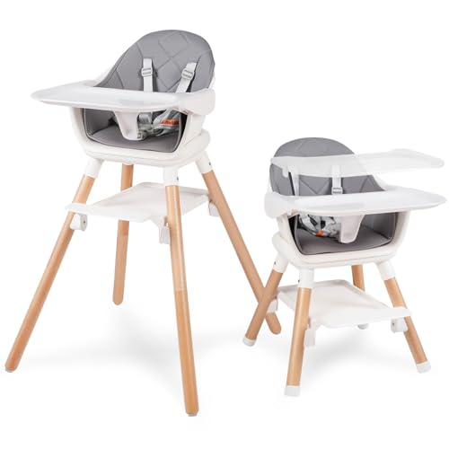 New Baby 6 in 1 Convertible Wooden High Chair (Grey)