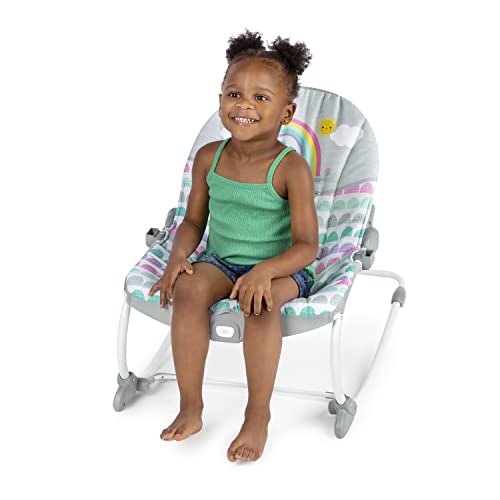 New Bright Starts Rosy Rainbow Infant to Toddler Rocker with Vibrations