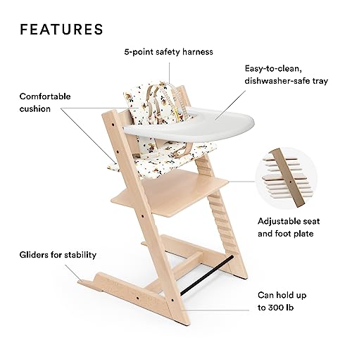 Tripp Trapp High Chair and Cushion with Stokke Tray (Natural with Mickey Celebration)