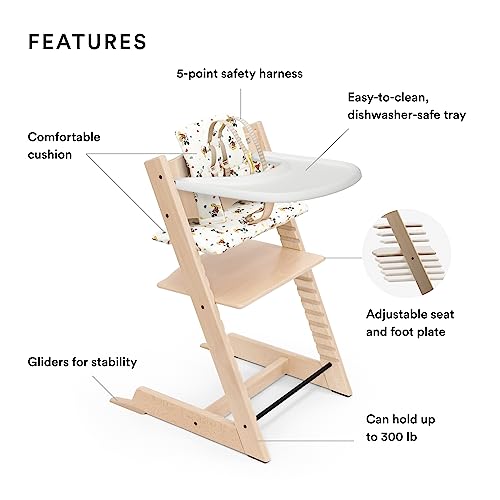 New Tripp Trapp High Chair and Cushion with Stokke Tray - Natural with Mickey Celebration
