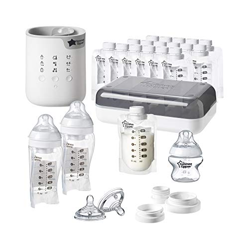 New Tommee Tippee Pump & Go Complete Breast Milk Feeding Starter Set (White)