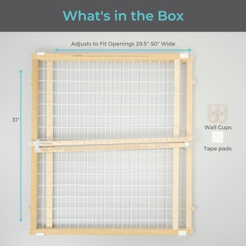 New Toddleroo Extra Wide Wooden Baby Gate 29.5"-50" Wide 31" Tall