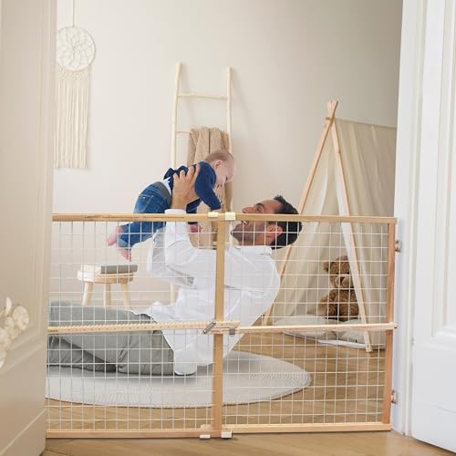 New Toddleroo Extra Wide Wooden Baby Gate 29.5"-50" Wide 31" Tall