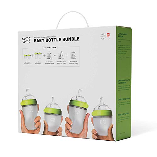 New Comotomo Baby Bottle Bundle (Green) (7 Piece Set)