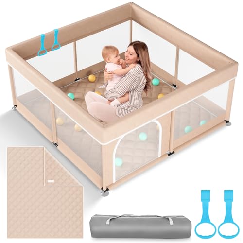 New Omzer Baby Playpen with Mat 50x50inch (Beige)