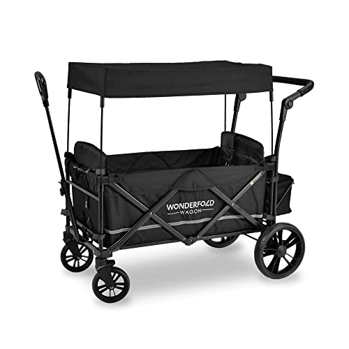 WONDERFOLD X2M Push & Pull Double Stroller Wagon - Stealth Black