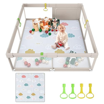 Baby Playpen with Mat, 59x59inch Playpen for Babies and Toddlers