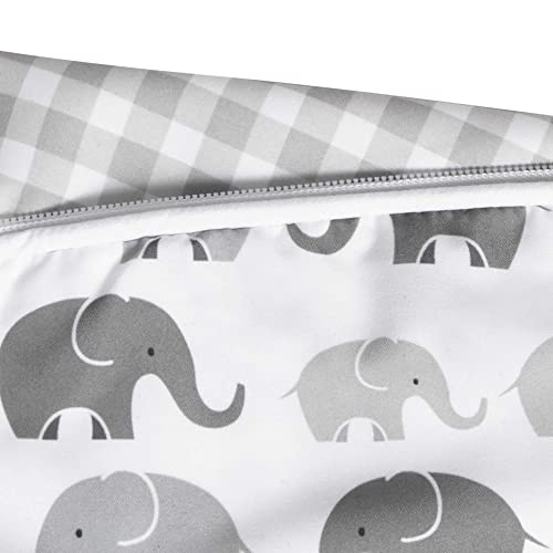 New Boppy Nursing Pillow Original Support Gray Elephants Plaid Kidsy