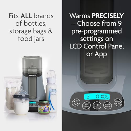 New Baby Brezza Safe & Smart Bottle Warmer-Wireless Bluetooth Control (Slate)