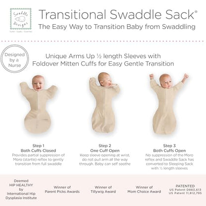 New SwaddleDesigns Transitional Swaddle Sack (Heathered Oatmeal) (Large (21-24 Pound)