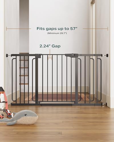 New Cumbor 29.7-57" Extra Wide Baby Gate for Stairs (Black)