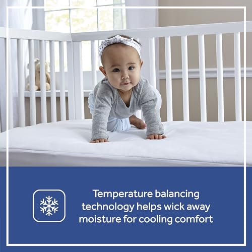 Sealy Cool Comfort Waterproof Fitted Toddler Bed and Baby Crib Mattress Pad Cover (White)