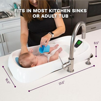 New 4moms Cleanwater Tub, 3-in-1 Grow-with-Me Baby Bathtub with Digital Thermometer