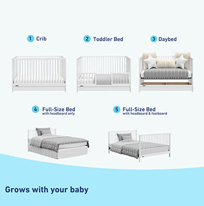 New Graco Teddi 4-in-1 Convertible Mini Crib with Bonus Water-Resistant Mattress (White)