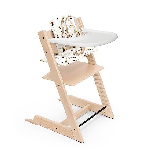 Tripp Trapp High Chair and Cushion with Stokke Tray - Natural with Mickey Celebration