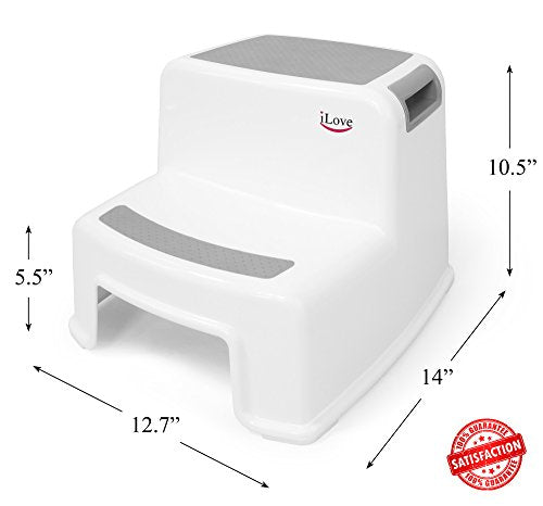 iLove 2 Step Stool for Kids and Toddlers (Gray - 2 Pack)