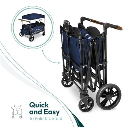 WONDERFOLD X4 Push & Pull Quad Stroller Wagon (4 Seater) - Navy