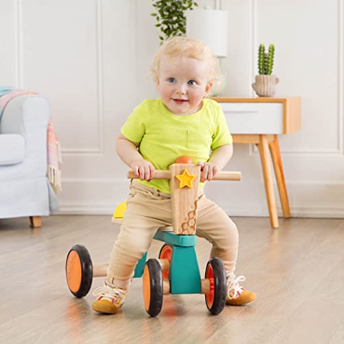 B. Toys- Smooth Rider- Ride On- Wooden Toddler Bike – Balance Toys for Toddlers – Push & Ride Bike – Four Wheels – 18 Months +, Large, Multicolor