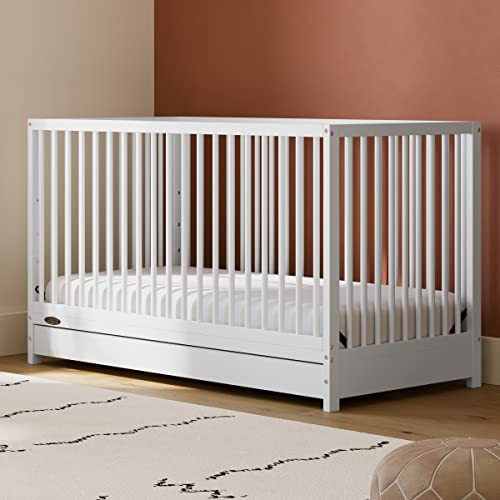 New Graco Teddi 4-in-1 Convertible Mini Crib with Bonus Water-Resistant Mattress (White)