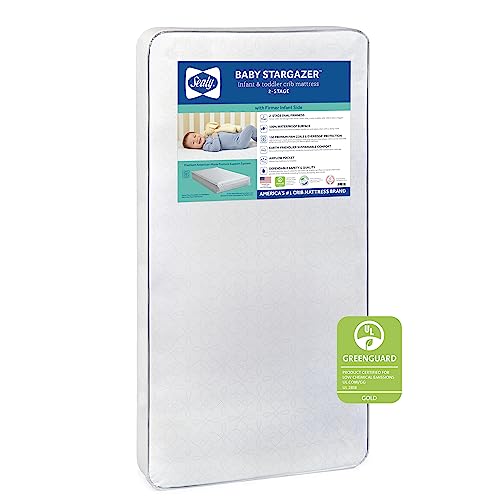 New Sealy Baby Stargazer Premium 2-Stage Dual Firmness Waterproof Baby Crib Mattress