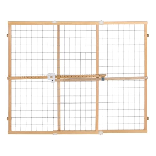 New Toddleroo by North States Quick Fit Wire Mesh Wooden Baby Gate: 29.5"- 50" Wide (Brown-White)