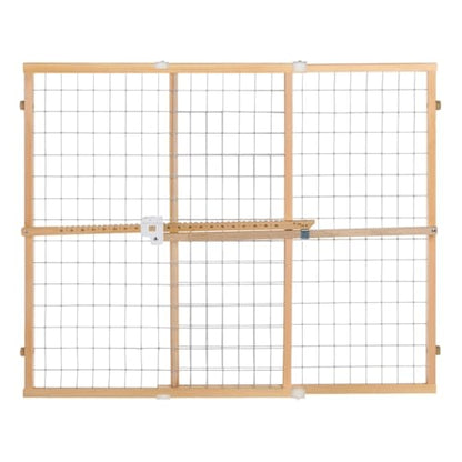 New Toddleroo by North States Quick Fit Wire Mesh Wooden Baby Gate: 29.5"- 50" Wide (Brown-White)