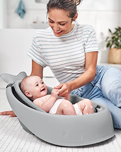 New Skip Hop Baby Bath Tub, 3-Stage Smart Sling Tub, Moby, Grey