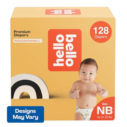 New Hello Bello Premium Diapers, Size Newborn (NB - Up to 10 lbs) Surprise Pack - 128 Count