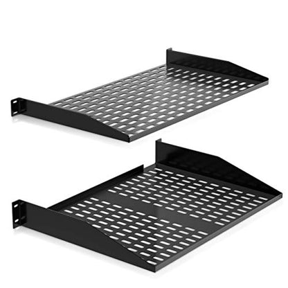 New Pyle 19-Inch 1U+2U Server Rack Shelves - Device Server Rack Mounting Tray (Black)