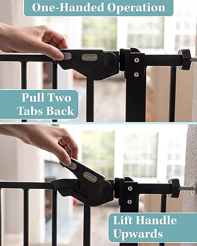 New InnoTruth 36" Tall Auto Close Safety Gate Crafted for Child Protection with 2.24" Slots (Black)