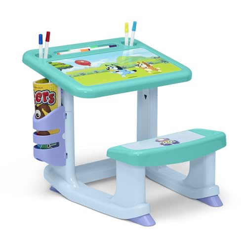 New Bluey Draw and Play Desk by Delta Children – Includes 10 Markers and Coloring Book (Blue)