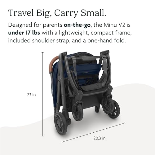 UPPAbaby Minu V2 Travel Stroller Greyson (Charcoal Mélange/Carbon Frame/Saddle Leather)