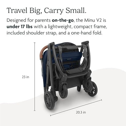 UPPAbaby Minu V2 Travel Stroller Greyson (Charcoal Mélange/Carbon Frame/Saddle Leather)