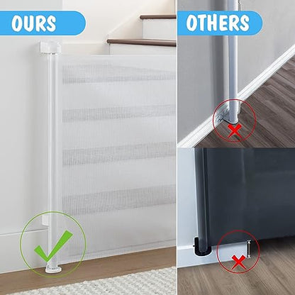 New Cumbor Baby Gate Retractable Gates for Stairs, Wide Pet Gate (White)