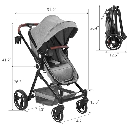 GarveeLife Convertible Baby Stroller (Light Gray)