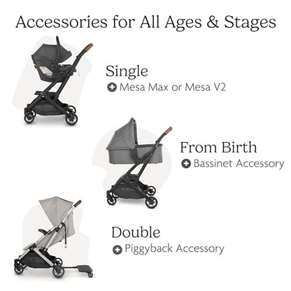 UPPAbaby Minu V2 Travel Stroller Greyson (Charcoal Mélange/Carbon Frame/Saddle Leather)