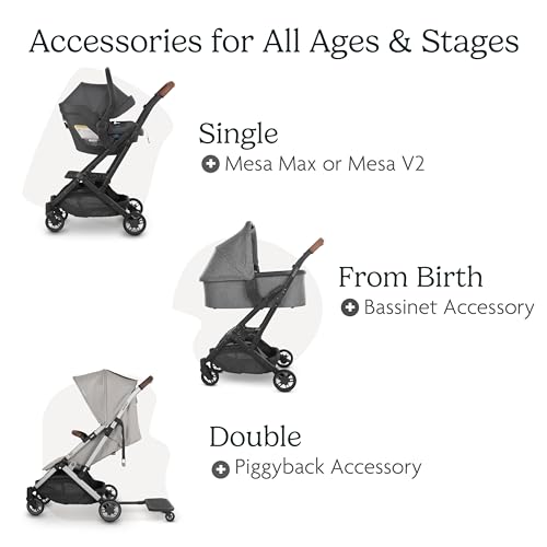 New - UPPAbaby Minu V2 Travel Stroller Greyson (Charcoal Mélange/Carbon Frame/Saddle Leather)