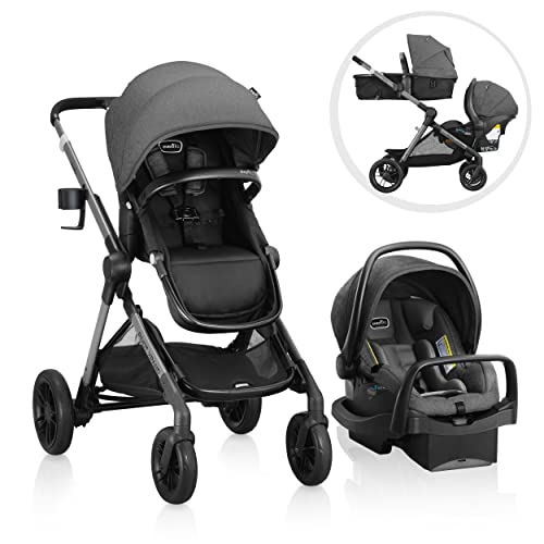 New Evenflo Pivot Xpand Modular Travel System with LiteMax Infant Car Seat (Sabino Gray)