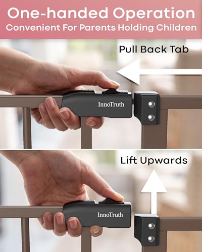 New InnoTruth 28.9-42.1" Wide 30" Tall Baby Gate Safety Gate (Brown)